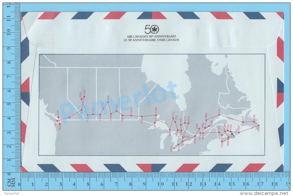 50 Eme Air Canada ( En Route  Expo 86, Service De Poste, Escale Charlottetown P.E.I., 14-04-1986,  Aerogramme )  2 Scans - Commemorative Covers