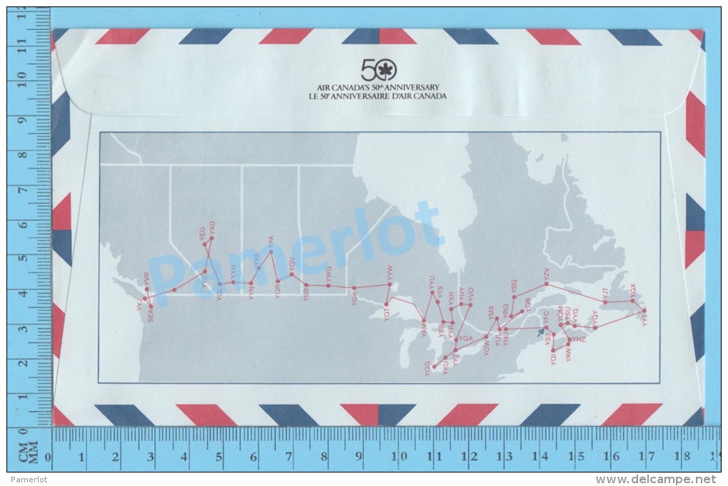 50 Eme Air Canada ( En Route  Expo 86, Service De Poste,  Cover Fredericton N.B., 11-04-1986,  Aerogramme )  2 Scans - Commemorative Covers