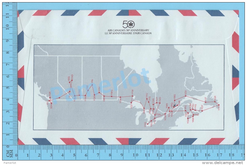 50 Eme Air Canada ( En Route  Expo 86, Service De Poste,  Escale Trois-Rivières Quebec 18-04-1986,  Aerogramme ) 2 Scans - Commemorative Covers