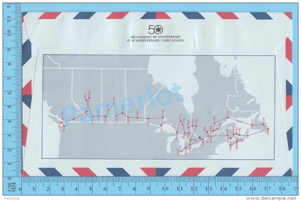 50 Eme Air Canada ( En Route  Expo 86, Service De Poste,  Escale Ottawa Ontario 20-04-1986,  Aerogramme )  2 Scans - Commemorativi