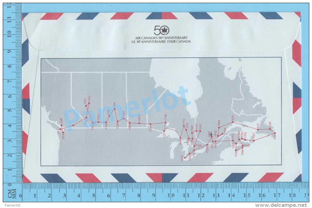 50 Eme Air Canada ( En Route  Expo 86, Service De Poste,  Escale Mirabel Quebec 20-04-1986,  Aerogramme )  2 Scans - Enveloppes Commémoratives