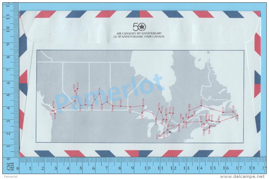 50 Eme Air Canada ( En Route  Expo 86, Service De Poste,  Escale Toronto Ontario 21-04-1986,  Aerogramme )  2 Scans - Commemorative Covers