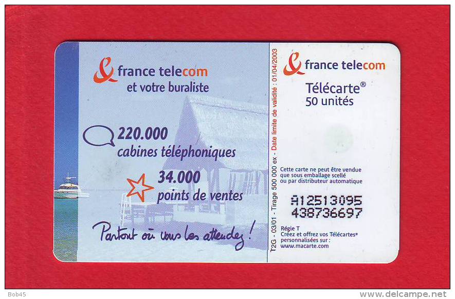 799 - Telecarte Publique Buraliste C Plage (F1132) - 2001