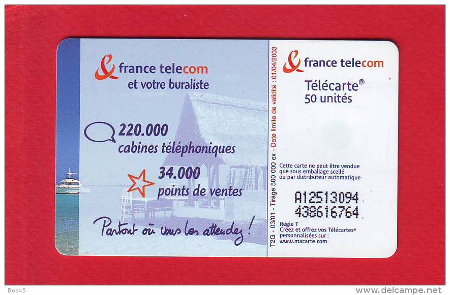 800 - Telecarte Publique Buraliste C Plage (F1132) - 2001