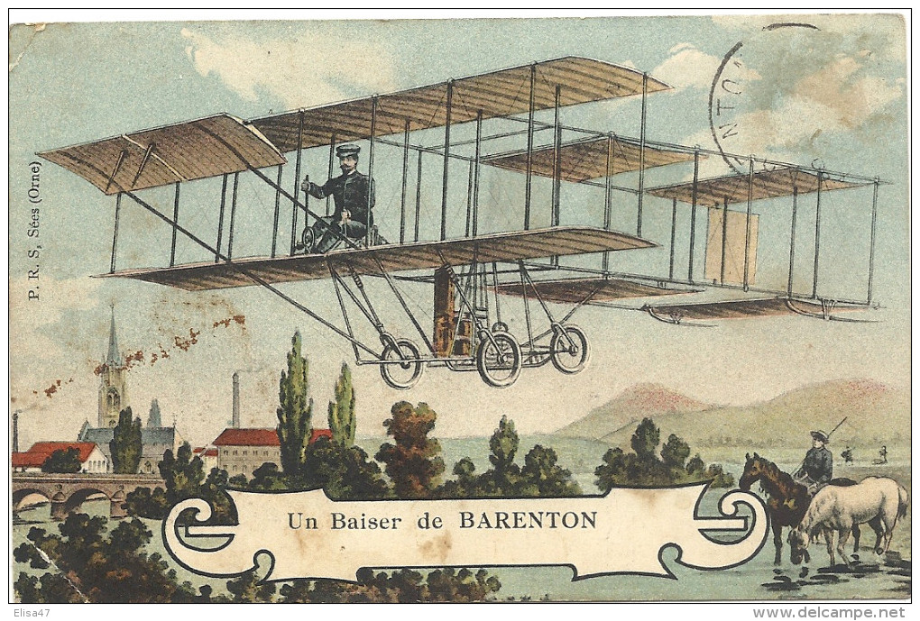 50    BARENTON    UN  BAISER  DE  BARENTON  (  Aviation  Avion ) - Barenton