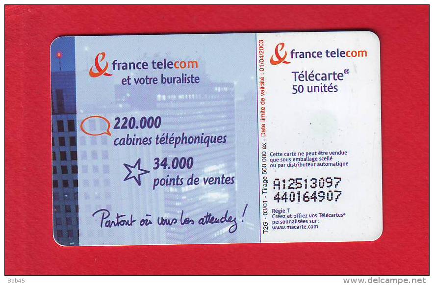 801 - Telecarte Publique Buraliste Building (F1133) - 2001