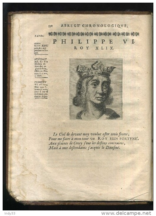 - ABREGE CHRONOLOGIQUE OU EXTRAICT DE L´HISTOIRE DE FRANCE . TOME II . A PARIS M DC LXVII . - Before 18th Century