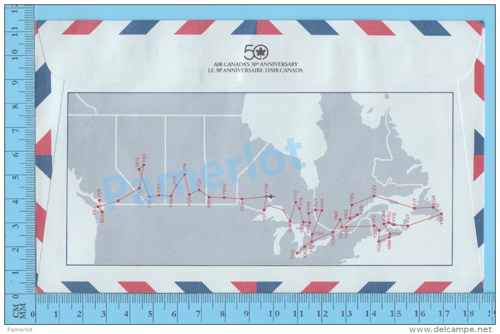 50 Eme Air Canada ( En Route  Expo 86, Service De Poste, Cover Armstrong Ontario, 28-04-1986,  Aerogramme )  2 Scans - Commemorative Covers