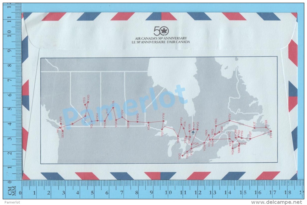 50 Eme Air Canada ( En Route  Expo 86, Service De Poste, Escale Rouyn Quebec, 25-04-1986, Aerogramme )2 Scans - Commemorative Covers