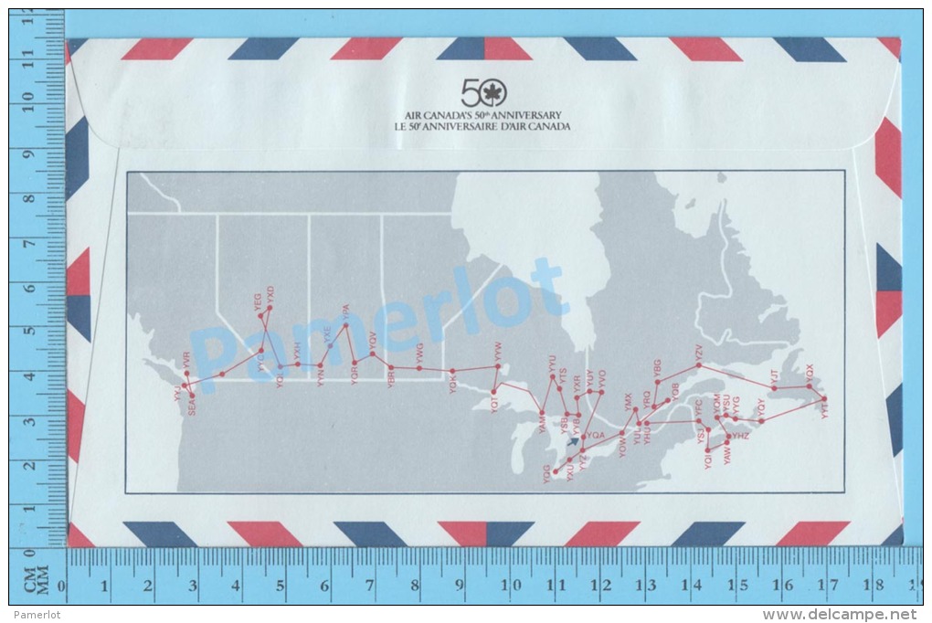 50 Eme Air Canada ( En Route  Expo 86, Service De Poste, Escale Bracebridge Ontario, 25-04-1986, Aerogramme )2 Scans - HerdenkingsOmslagen