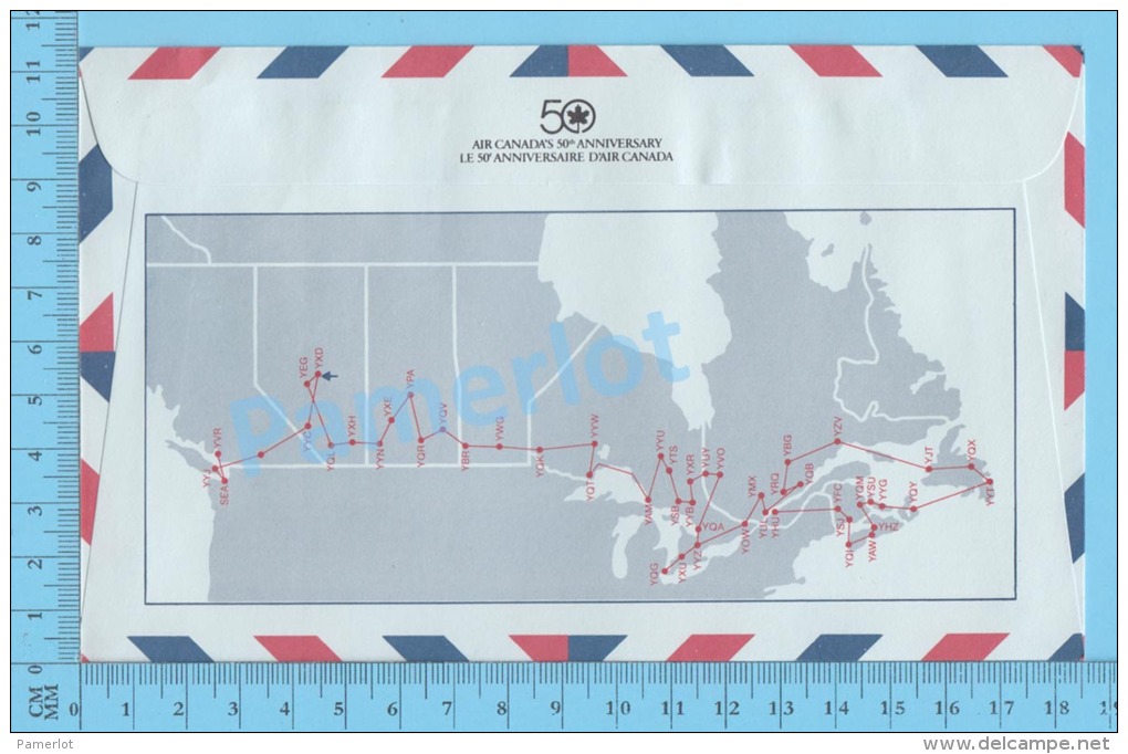 50 Eme Air Canada ( En Route  Expo 86, Service De Poste, Escale Edmonton ALB. 02-05-1986, Aerogramme )2 Scans - HerdenkingsOmslagen