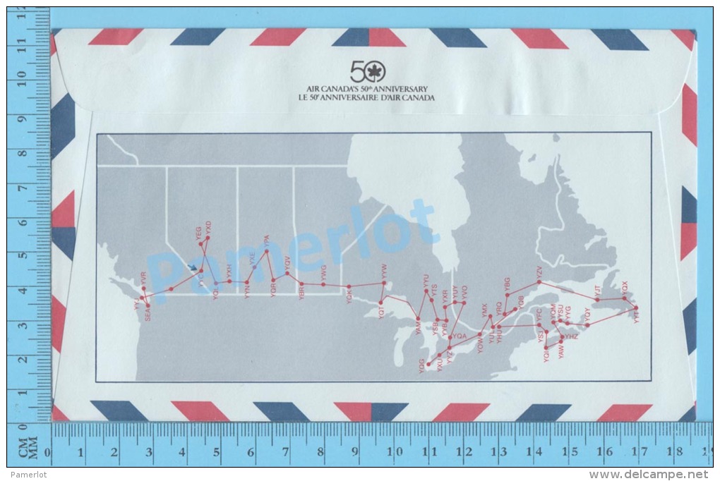 50 Eme Air Canada ( En Route  Expo 86, Service De Poste, Escale Cover Calgary Alberta 04-05-1986, Aerogramme )2 Scans - Sobres Conmemorativos