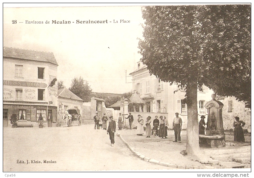 SERAINCOURT - La PLACE - AUBERGE - FONTAINE  - Carte Ancienne BEAU PLAN - Seraincourt