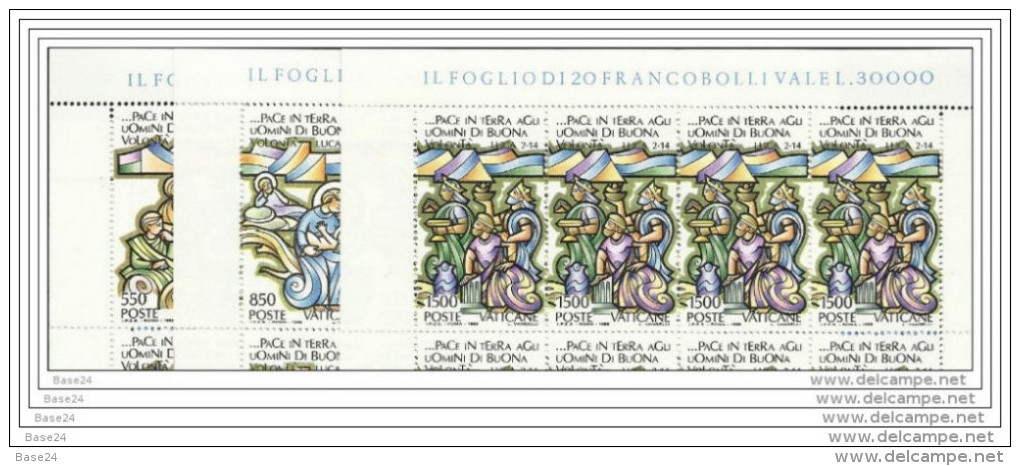 1988 Vaticano Vatican NATALE  CHRISTMAS 20 Serie Di 6v.in Foglio MNH** Sheet - Unused Stamps