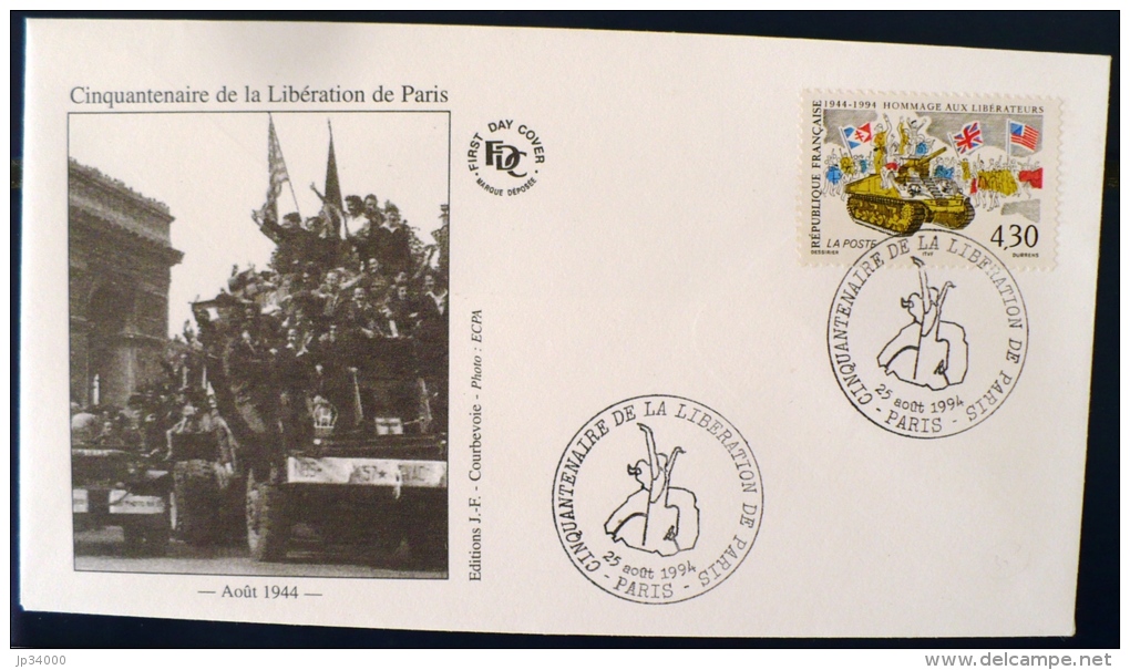 FRANCE 2eme Guerre Mondiale, Hommage Aux MAQUIS 1944 1994. Yvert N°2876 FDC Cinquantenaire De La Liberation - 2. Weltkrieg