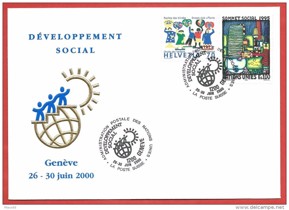 ONU GINEVRA - 2000 - BUSTA CON ANNULLO FORUM "Developpement Social" 26-30 Giugno - CONGIUNTA SVIZZERA - Storia Postale