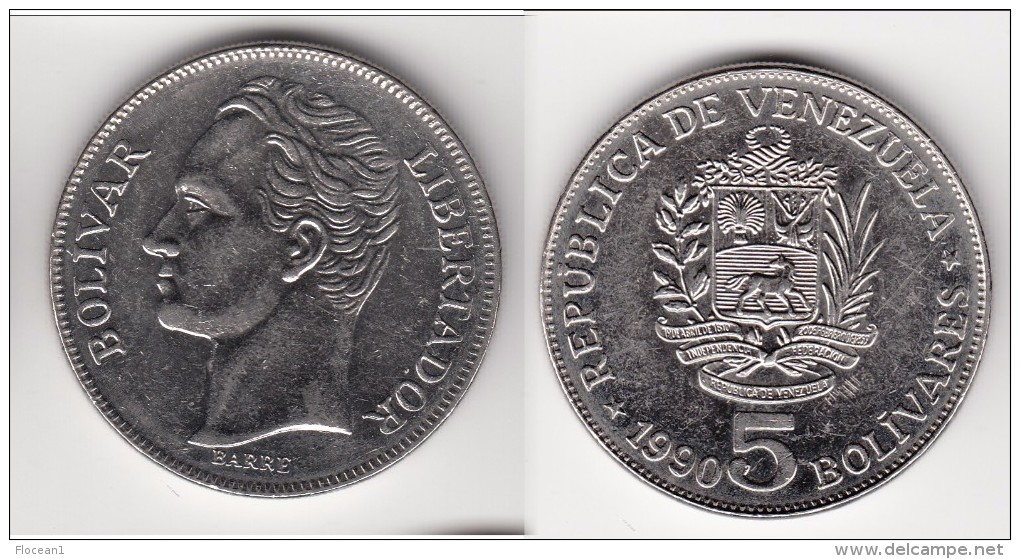 **** VENEZUELA - 5 BOLIVARES 1990 - BOLIVAR LIBERTADOR *** EN ACHAT IMMEDIAT !!! - Venezuela