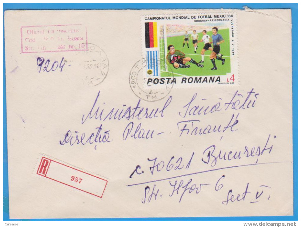 REGISTERED LETTER FOOTBALL ROMANIA - Lettres & Documents