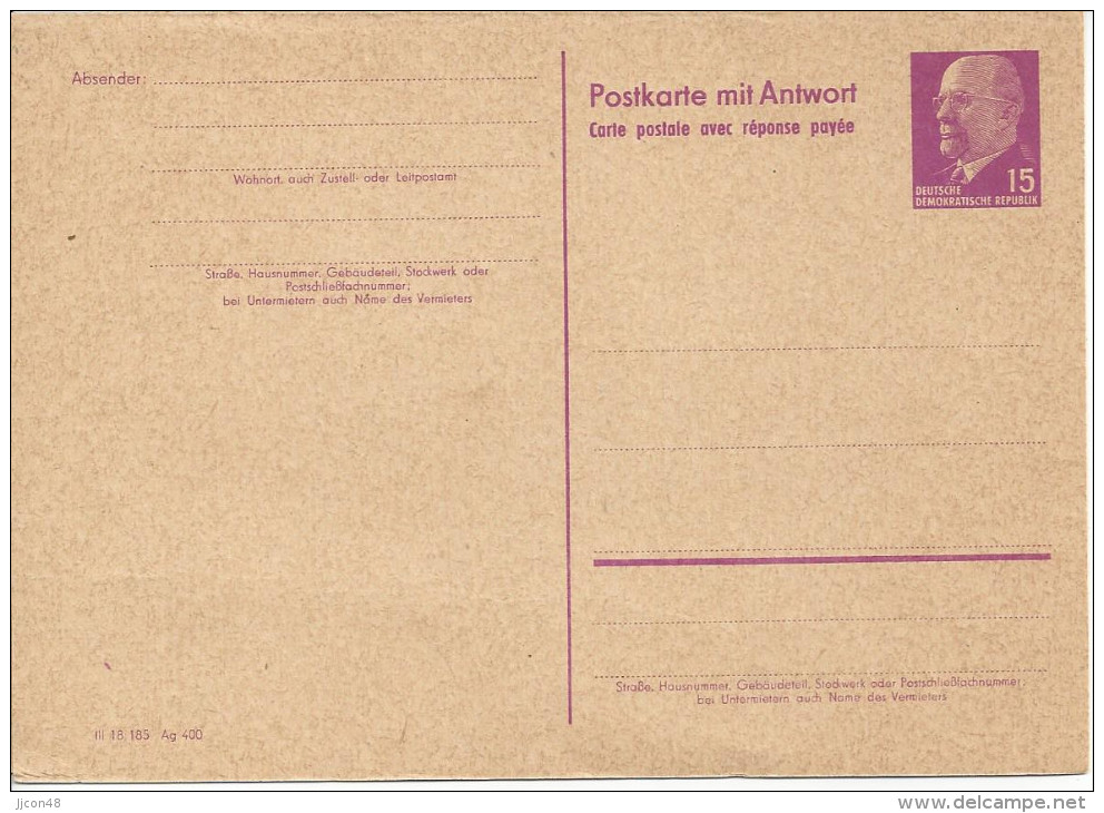 Germany (DDR)  1966 Postkarte  (*) Mi.P78  See Scans - Postcards - Mint