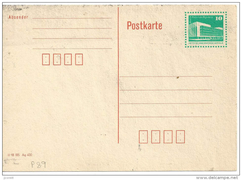 Germany (DDR)  1990 Postkarte  (*) Mi.P89  "Bauwerke"  See Scans - Postcards - Mint