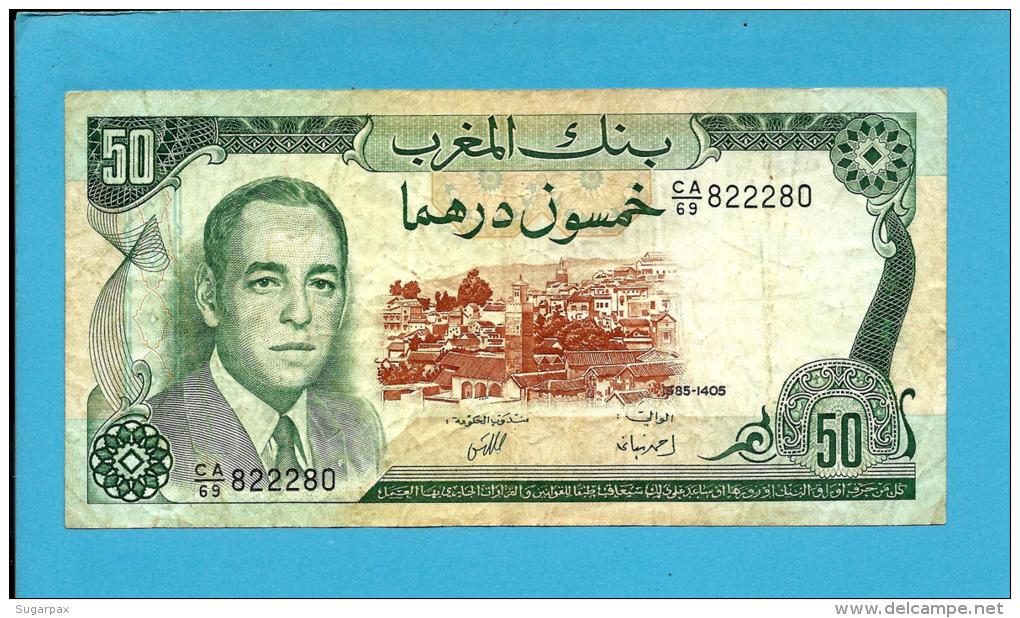 MOROCCO - 50 DIRHAMS - 1985 - Pick 58.b - Sign. 9 - King Hassan II - BANQUE DU MAROC - Marruecos