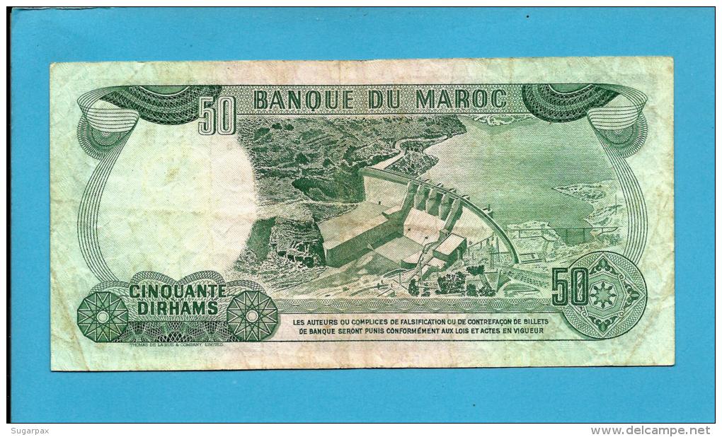 MOROCCO - 50 DIRHAMS - 1985 - Pick 58.b - Sign. 9 - King Hassan II - BANQUE DU MAROC - Marruecos