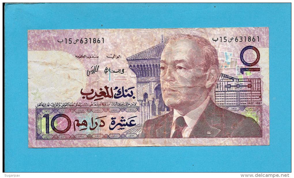 MOROCCO - 10 DIRHAMS - 1987 ( 1991 ) - Pick 63.a - Sign. 10 - King Hassan II - BANK AL MAGHRIB - MAROC - Morocco