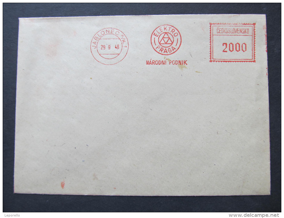 BRIEF Frankotype Postfreistempel 1948 Elektro Praga /// T5661 - Briefe U. Dokumente
