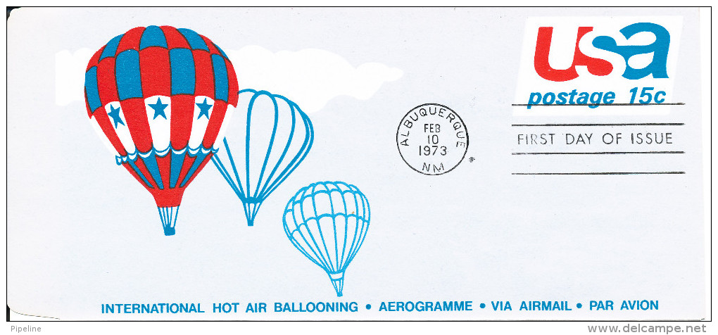 USA FDC Aerogramme 10-2-1973 International Hot Air Ballooning - 1971-1980