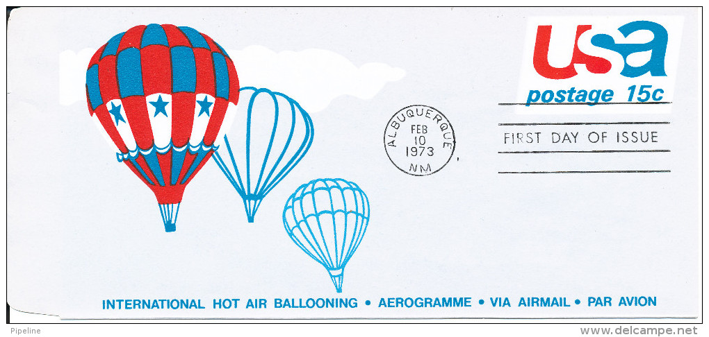 USA FDC Aerogramme 10-2-1973 International Hot Air Ballooning - 1971-1980