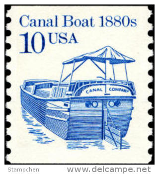 1987 USA Transportation Coil Stamp Canal Boat Sc#2257  History Ship River Post - Roulettes