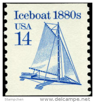 1985 USA Transportation Coil Stamp Iceboat Sc#2134 History Boat Ship Snow Arctic Post - Roulettes