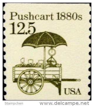 1985 USA Transportation Coil Stamp Pushcart Sc#2133 History Cycling Umbrella Post - Roulettes