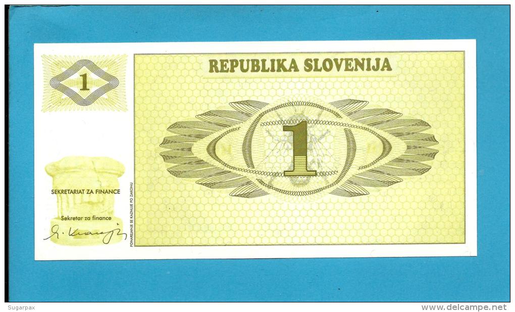 SLOVENIA - 1 TOLAR - 1990 - Pick 1 -  UNC. - Prefix AA - Republika Slovenija - 2 Scans - Slovenia