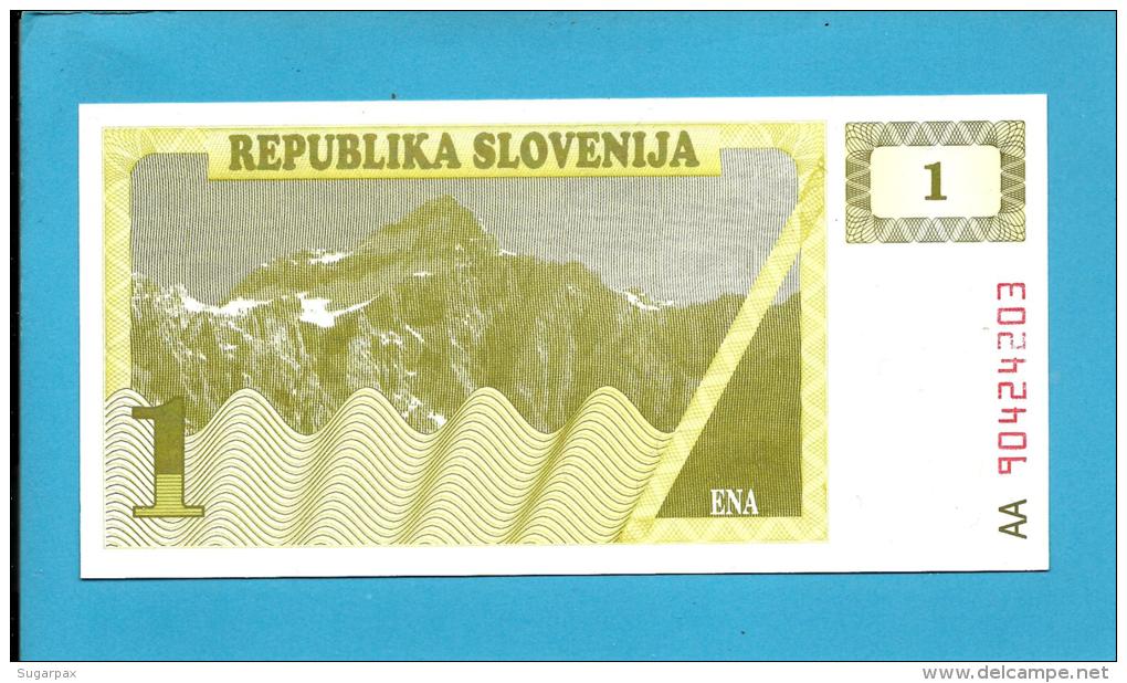 SLOVENIA - 1 TOLAR - 1990 - Pick 1 -  UNC. - Prefix AA - Republika Slovenija - 2 Scans - Slowenien