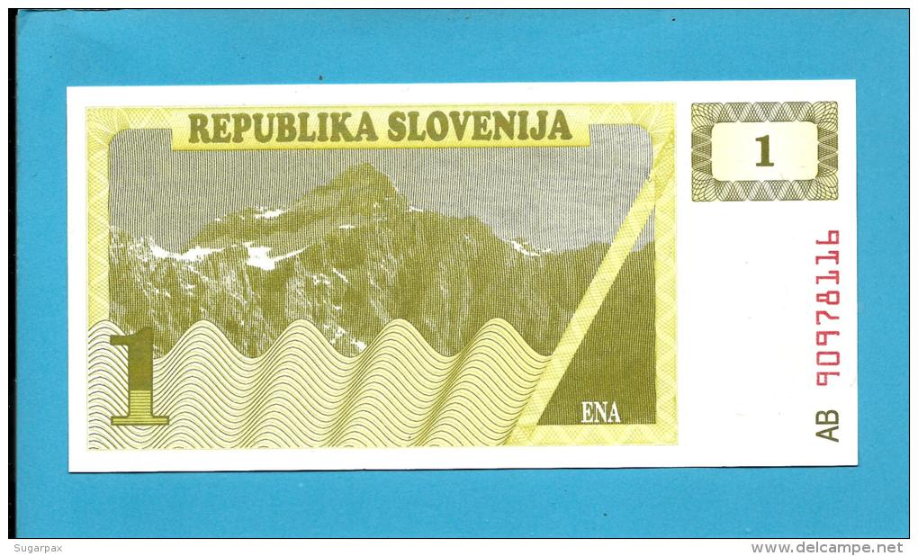 SLOVENIA - 1 TOLAR - 1990 - Pick 1 -  UNC. - Prefix AB - Republika Slovenija - 2 Scans - Slovenia