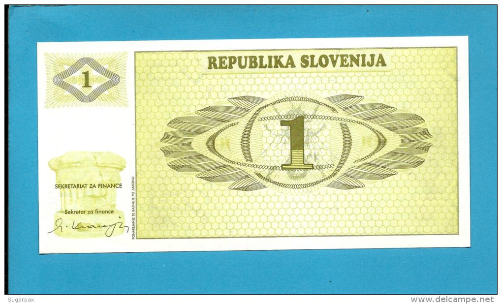 SLOVENIA - 1 TOLAR - 1990 - Pick 1 -  UNC. - Prefix AT - Republika Slovenija - 2 Scans - Slovenia