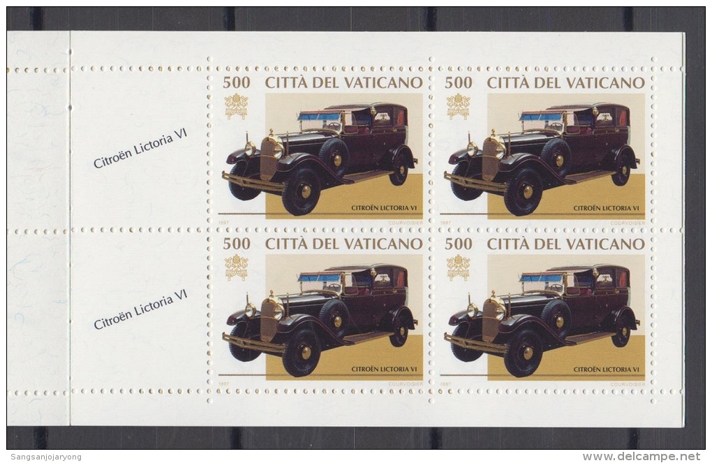 Booklet, Carnet, Vatican Sc1029-32 Papal Carriages, Automobiles, Car, Citroen... - Papi