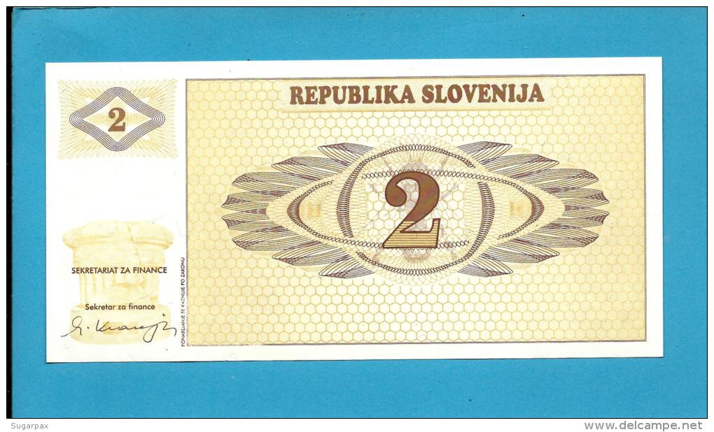 SLOVENIA - 2 TOLARJEV - 1990 - Pick 2 -  UNC. - Prefix AI - Republika Slovenija - 2 Scans - Eslovenia