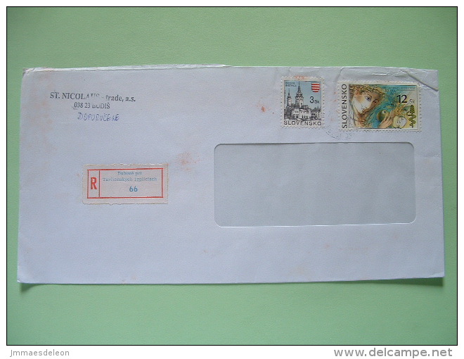 Slokakia 2001 Registered Cover From Dubove - Church - Woman With Apple Agricultural Control Institute - Cartas & Documentos
