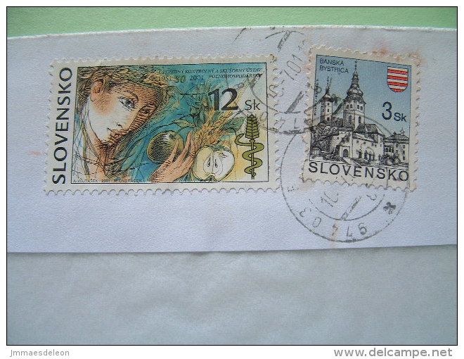 Slokakia 2001 Registered Cover From Banska Bystrica - Church - Woman With Apple Agricultural Control Institute - Covers & Documents