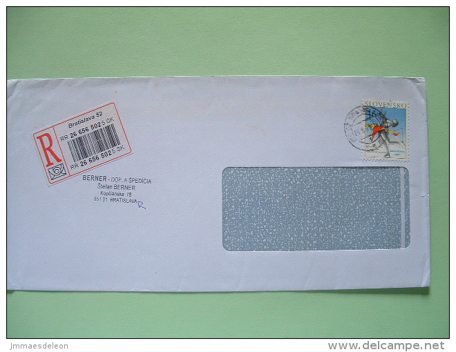 Slokakia 2001 Registered Cover From Bratislava - Ice Skating Dance - Covers & Documents