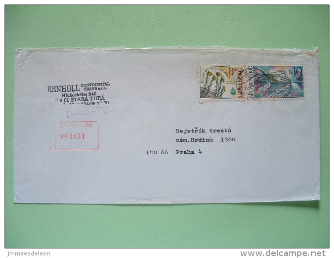 Slokakia 1995 Registered Cover To Czech Rep. - Ship - Flowers European Nature Conservation - Cartas & Documentos