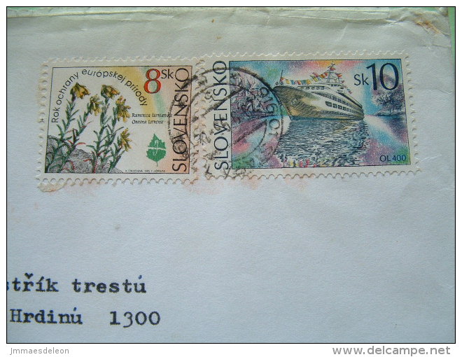 Slokakia 1995 Registered Cover To Czech Rep. - Ship - Flowers European Nature Conservation - Lettres & Documents