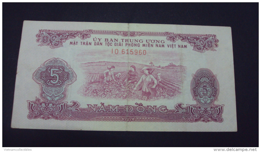 Viet Nam Vietnam South Viet Cong 5 Dong VF Banknote Note Billet 1963 - Pick # R6 / 02 Photos - Vietnam