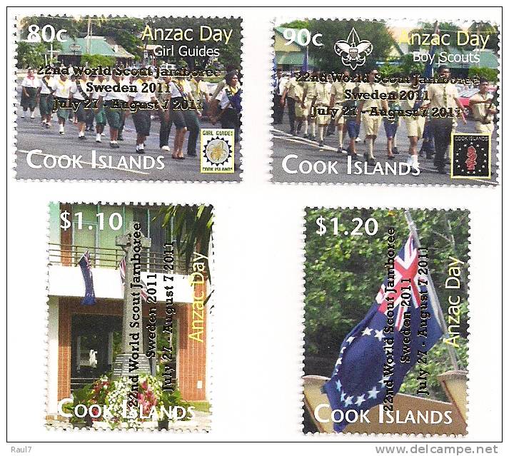 COOK // 2012 Surchargés Or - Scoutisme, Girl Guides, Anzac Day - 4v Neufs // Mnh - Neufs