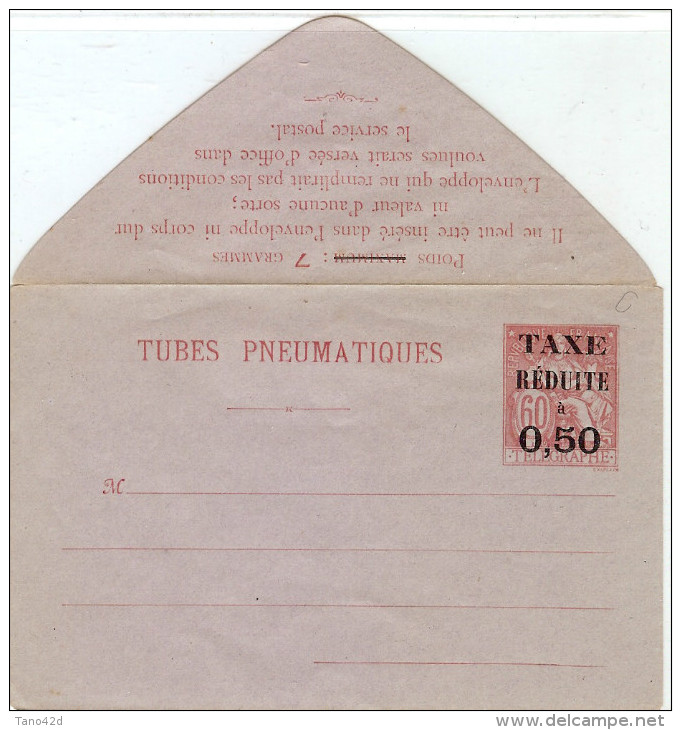 LBON10- ENVELOPPE PNEUMATIQUE CHAPLAIN 60c SURCH. "TAXE REDUITE 50c"  NEUVE - Pneumatic Post