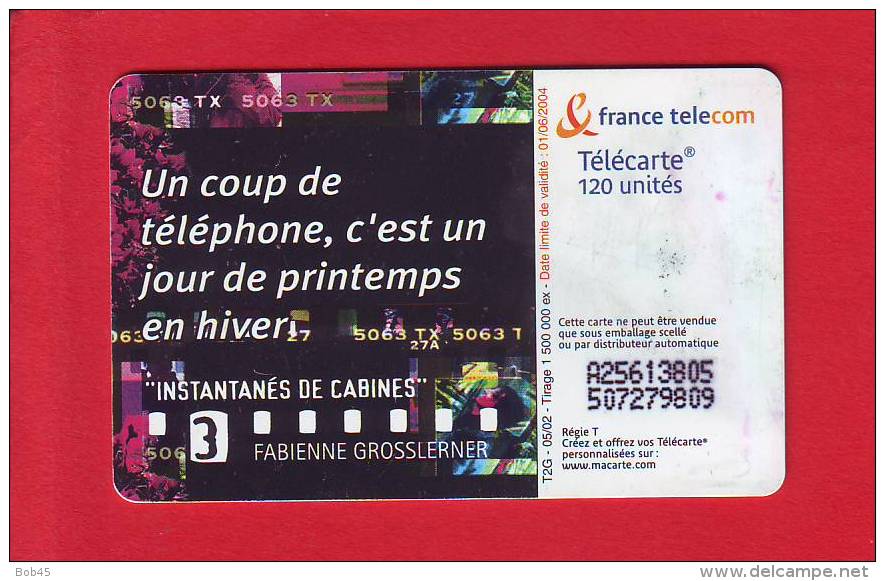 848 - Telecarte Publique Instantanes De Cabines 3 (F1216) - 2002