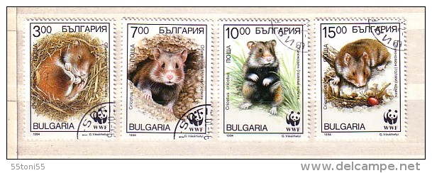 BULGARIA / Bulgarie 1994 WWF- Hamster 4v.- (used) (O) - Oblitérés