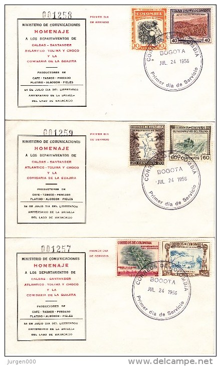 Colombia, FDC 1956, Café, Koffie, Tabak, Tabaco, Enz. (5557) - Tabac